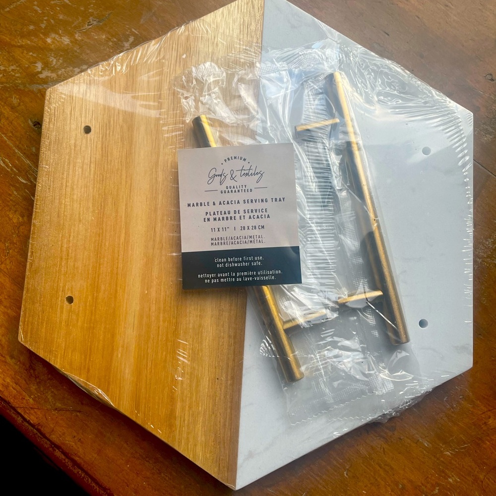 Marble and Acacia serving tray